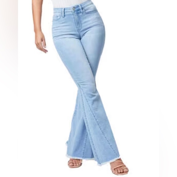 Two Tone Patchwork Fit and Flare Bell Bottom Hippie Boho Jeans Size 9 NEW - Picture 2 of 10